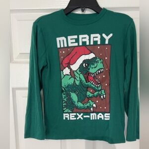 The Children's Place Green Dinosaur Holiday Long Sleeve Tee